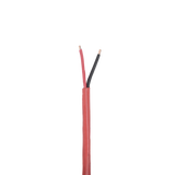 Bobina de 305 metros de alambre, 2 X 18 AWG, tipo FPLR-CL3R, FT4, de color rojo, resistente a la intemperie para aplicaciones en sistemas de detección de incendio y sistemas de evacuación.