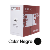Bobina de cable UTP 305 m., Cat5E (24 AWG), Color Negro, PE, uso en Exterior, 100% Cobre, Para aplicaciones de CCTV, Redes de datos y Enlaces inalámbricos