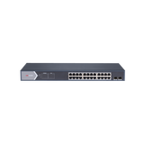 Switch Gigabit PoE+ / Administrable / 24 puertos 10/100/1000 Mbps PoE+ / 2 puertos SFP / configuración remota desde Hik-ProConnect / PoE hasta 250 metros / 370 W
