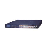 Switch No Administrable de 24 Puertos PoE 10/100TX 802.3af/at, 2 Combo TP/SFP Gigabit y Pantalla LCD para Monitoreo y Configuración Básica de PoE, Hasta 300 Watts