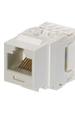 Conector Jack Estilo 110 (de Impacto), Tipo Keystone, Categoría 6, de 8 posiciones y 8 cables, Color Blanco