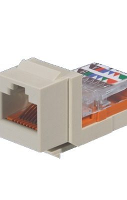 Conector Jack Estilo Leadframe, Tipo Keystone, Categoría 5e, de 8 posiciones y 8 cables, Color Blanco mate