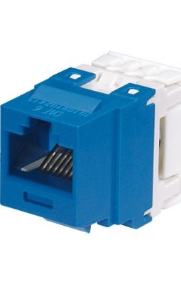 Conector Jack Estilo 110 (de Impacto), Tipo Keystone, Categoría 6, de 8 posiciones y 8 cables, Color Azul