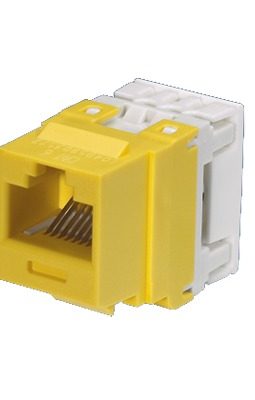 Conector Jack Estilo 110 (de Impacto), Tipo Keystone, Categoría 6, de 8 posiciones y 8 cables, Color Amarillo