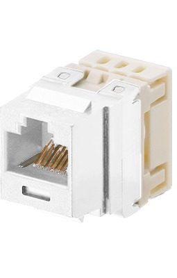 Conector Jack Estilo 110 (de Impacto), Tipo Keystone, Categoría 5e, de 8 posiciones y 8 cables, Color Blanco mate