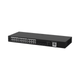 Switch Administrable con 24 puertos Gigabit + 4 SFP para fibra 1Gb, gestión gratuita desde la nube
