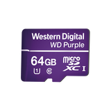 Memoria microSD de 64GB PURPLE, Especializada Para Videovigilancia, 10 VECES MAYOR DURACIÓN, 3 AÑOS DE GARANTIA